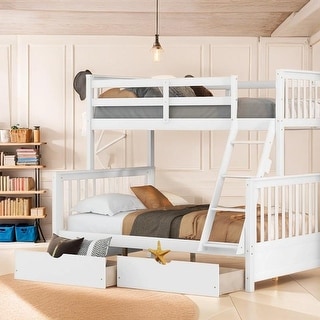 Twin-Over-Full Bunk Bed with Ladders and Two Storage Drawers - Bed Bath ...