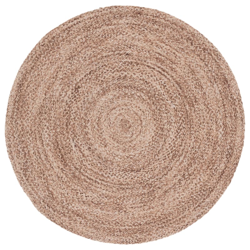 SAFAVIEH Handmade Braided Fitnete Wool Rug - 3' Round - Natural/Brown