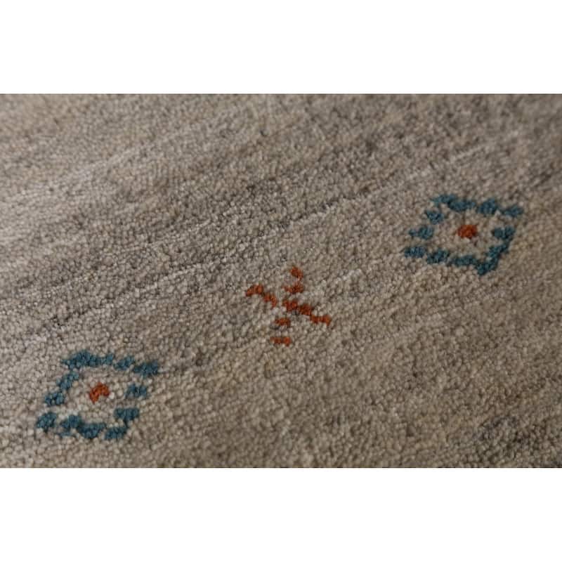 Beige Tribal Gabbeh Indian Area Rug Hand-Knotted Wool Carpet - 5'0" x 7'9"