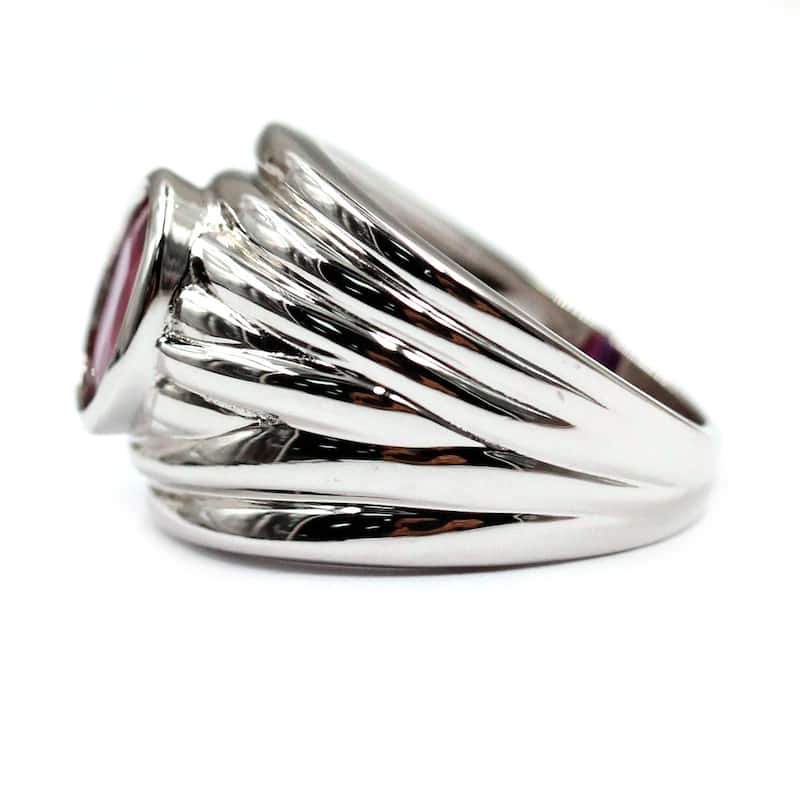925 Sterling Silver Glass Filled Ruby Gemstone Ring