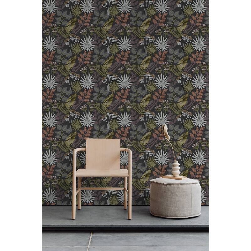 Marajo Black Peel and Stick Wallpaper