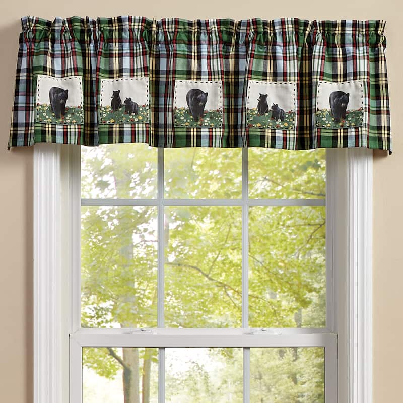 Park Designs Happy Trails Lined Bear Patch Valance 60in x 14in - 60" X 14"