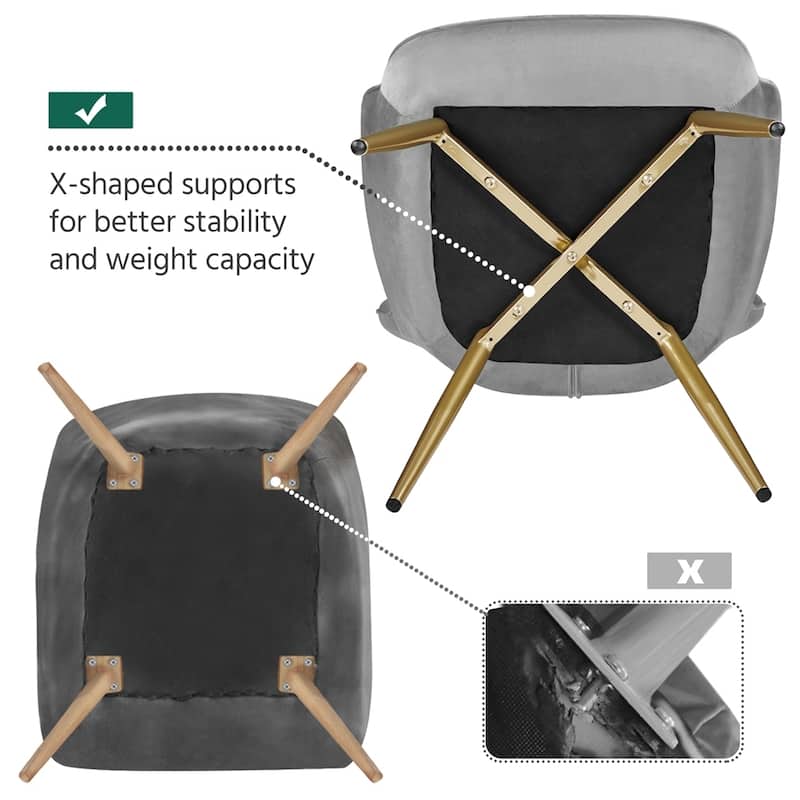 Yaheetech Modern Pleated Curved Back Velvet Accent Chair Modern Armchair for Living Room