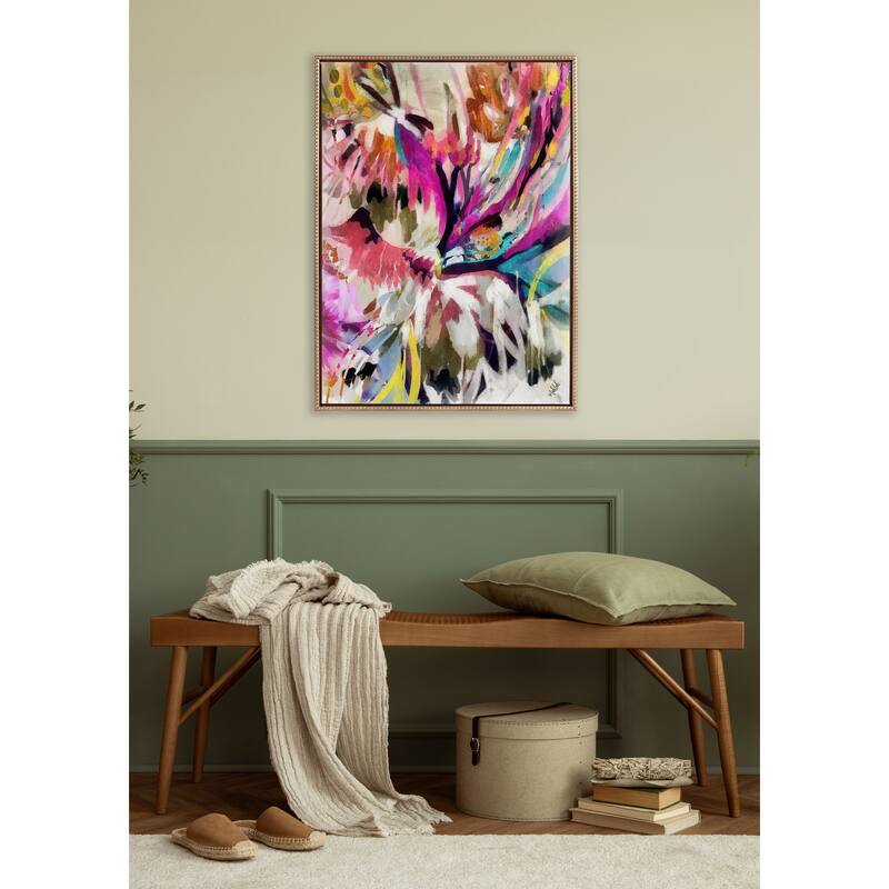 Kate and Laurel Sylvie Beaded Amaze Framed Canvas by Inkheart Designs