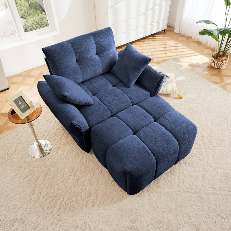 47.2" Chenille Upholstered Sofa with Ottoman