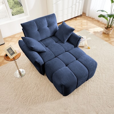 47.2" Chenille Upholstered Sofa with Ottoman