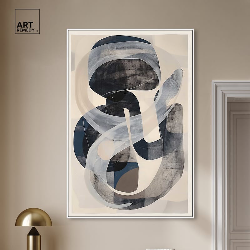 Art Remedy Slither Framed Abstract Shapes 1 Piece Canvas Wall Art