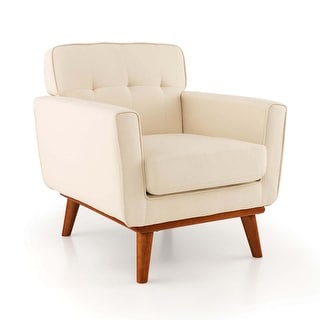 Costway Modern Accent Chair Upholstered Linen Fabric Armchair with - See Details