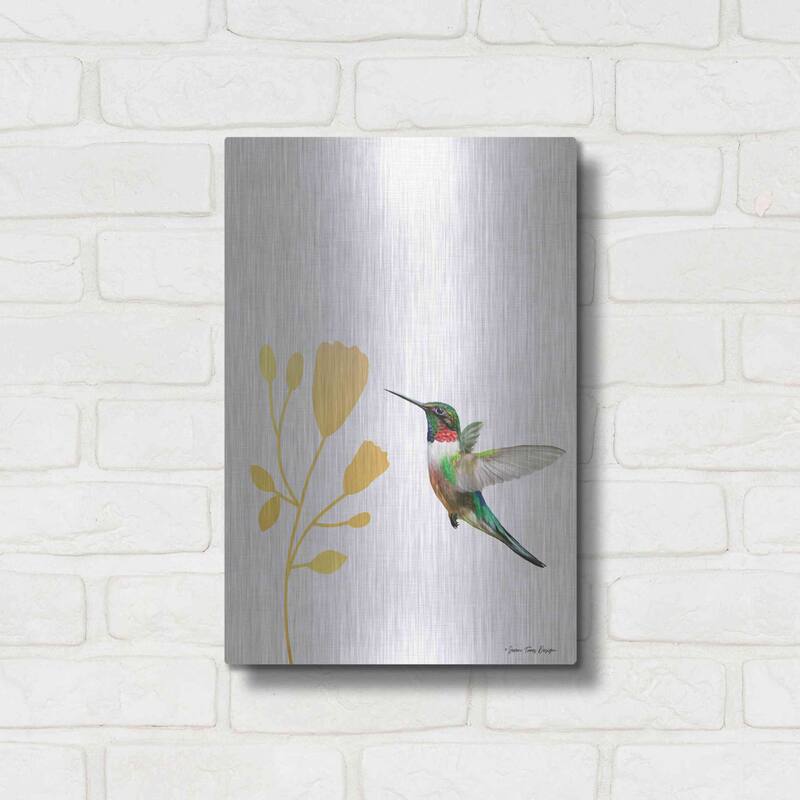 Luxe Metal Art 'Hummingbird and the Flower' by Seven Trees Design, Metal Wall Art