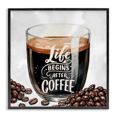 Stupell Life Begins After Coffee Framed Giclee Art Design By Kim Allen