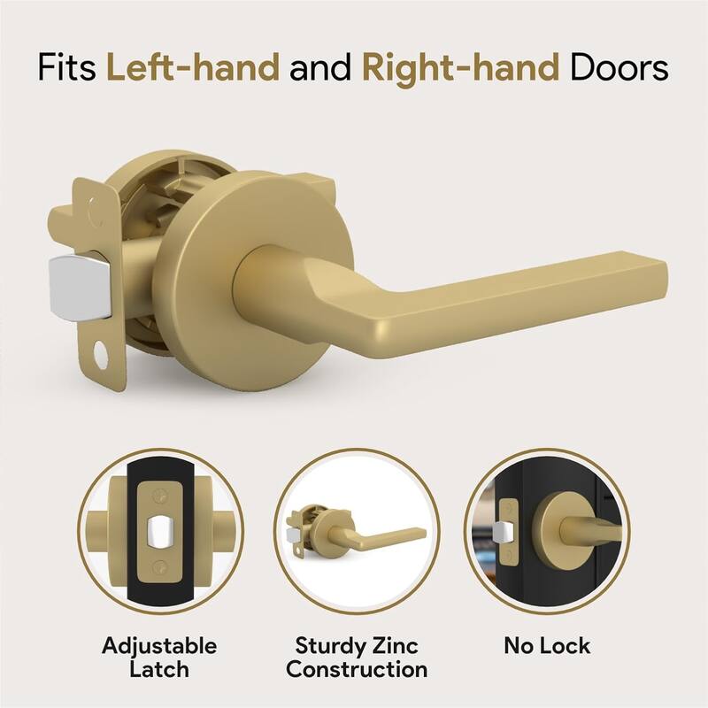 Mega Handles RALPH Round Passage Door Lever–Reversible Keyless Door Lock for Hallway, Closet, or Bathroom Handle for Left/Right