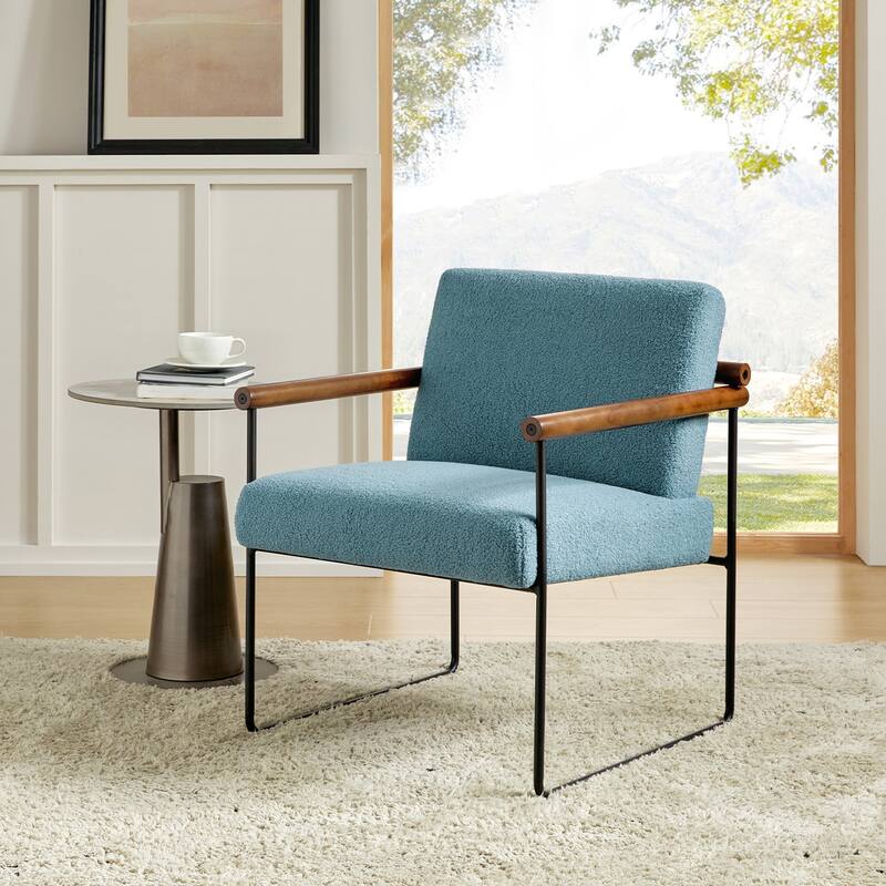 Justo Modern Accent Armchair with Metal Base and Removable Cushion By HULALA HOME