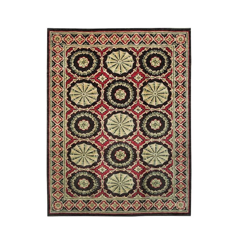 Red Handwoven Wool Transitional Rug 12'6 x 16' - Hand Knotted Spun Wool Surged Edge Elegant Design - N/A