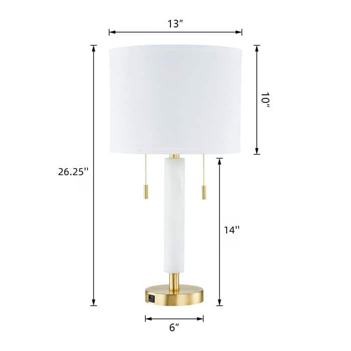 26'' Alabaster Table Lamp Set with USB