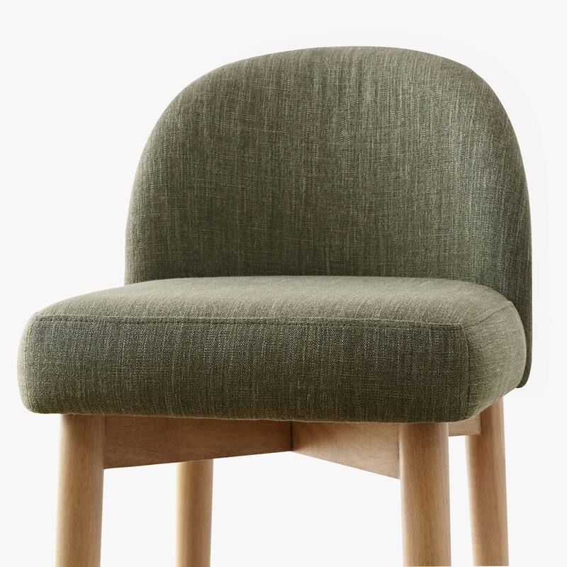 Upholstered Counter Stool With Oak Wood Legs (Set of 6)