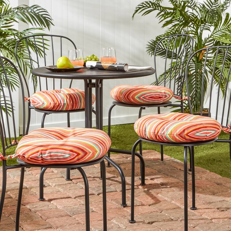 Coastal Stripe 15-inch Round Outdoor Bistro Chair Cushion (Set of 4)