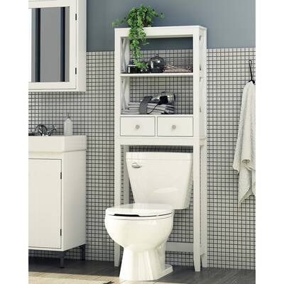 Over Toilet Storage Shelf with Drawers, X- Frame Over The Toilet Cabinet for Bathroom Storage, Above Toilet Storage Cabinet