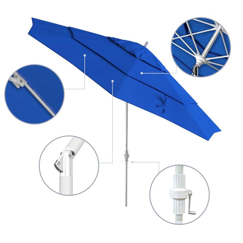 Perry 11ft Round Crank Lift Collar Tilt Aluminum Patio Umbrella by Havenside Home, Base Not Included