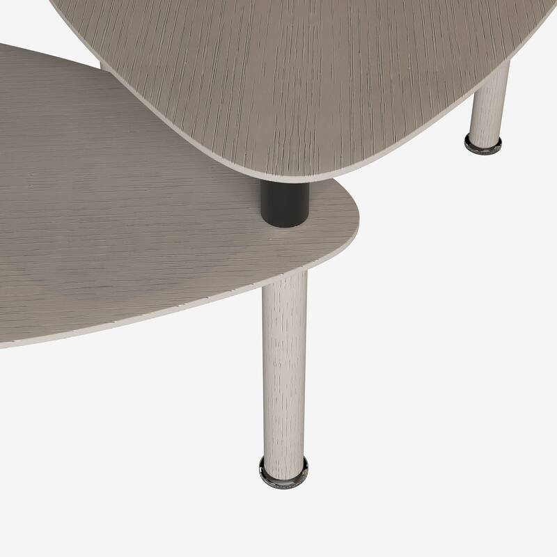 GDFStudio - Vesper 360 Degree Rotatable Nesting Coffee Table with Solid Rubberwood Legs