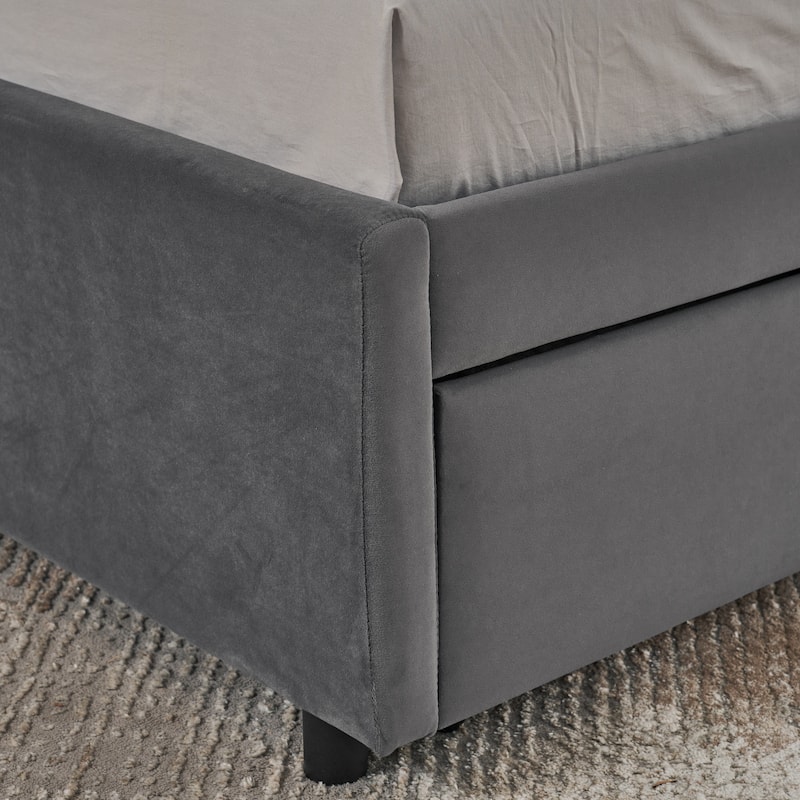 Full Size Daybed with Storage Drawers Vertical Stripe Design Anderson Ergonomic Backrest