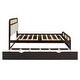 preview thumbnail 9 of 8, Queen Size Platform Bed with Trundle, Pine Wooden Bed with 2 Drawers, Kid's Bed with Rattan Headboard, Brown