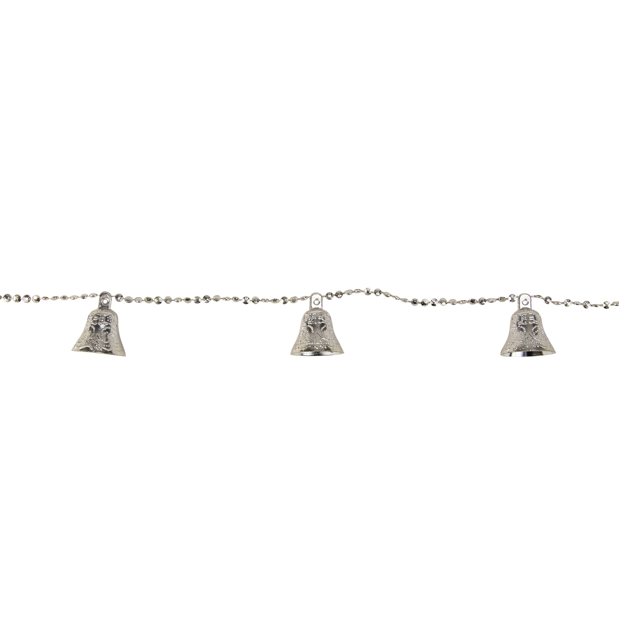 Shiny Bell Beaded Artificial Christmas Garland 9' X 1.5" Silver Unlit