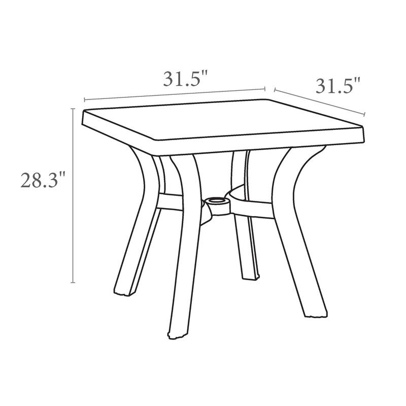 31" Green Square Outdoor Patio Dining Table