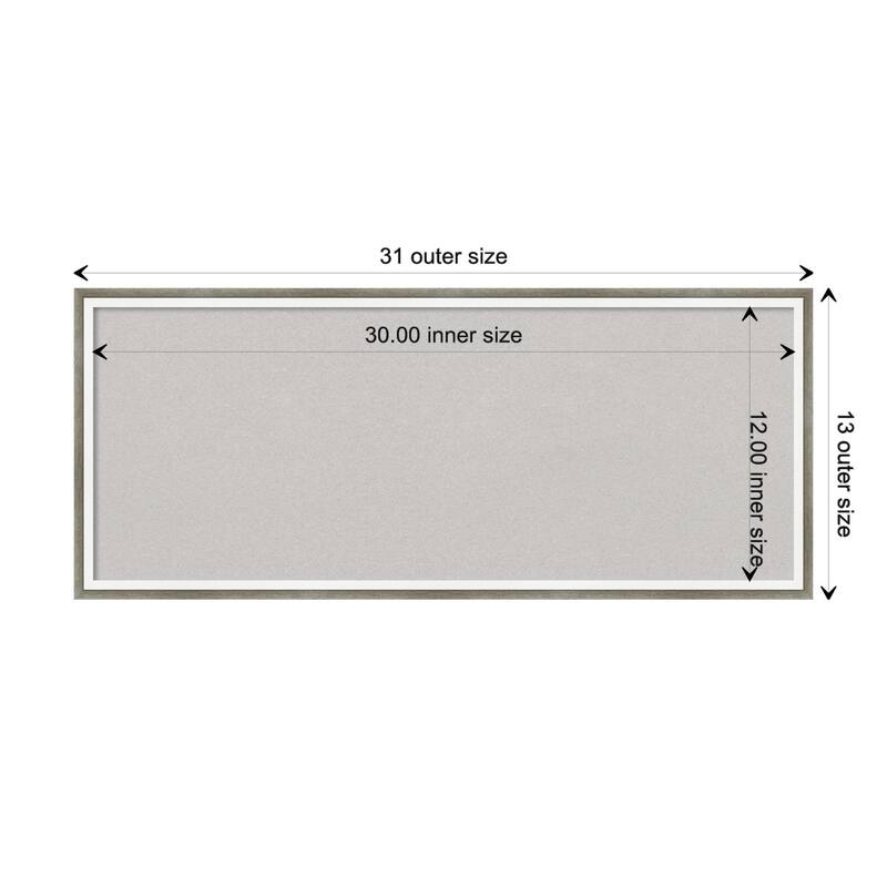 Lucie Wood Framed Grey Corkboard Bulletin Board - Lucie Silver White - Board Size 30x12
