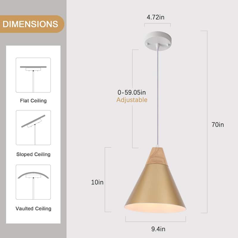 Farmhouse Pendant Light Fixture with Wood and Metal for Kitchen, Hallway,Living Room