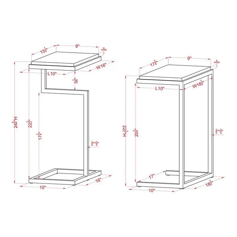 Quana Contemporary 16-inch Faux Marble 2-Piece Nesting Tables Set by Furniture of America