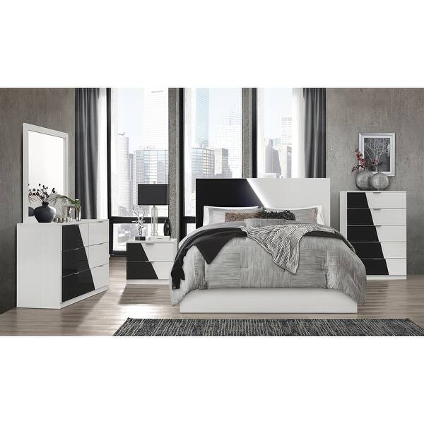 slide 2 of 9, Queen Bed with Mirror Nightstand Dresser 4PC Bedroom Set