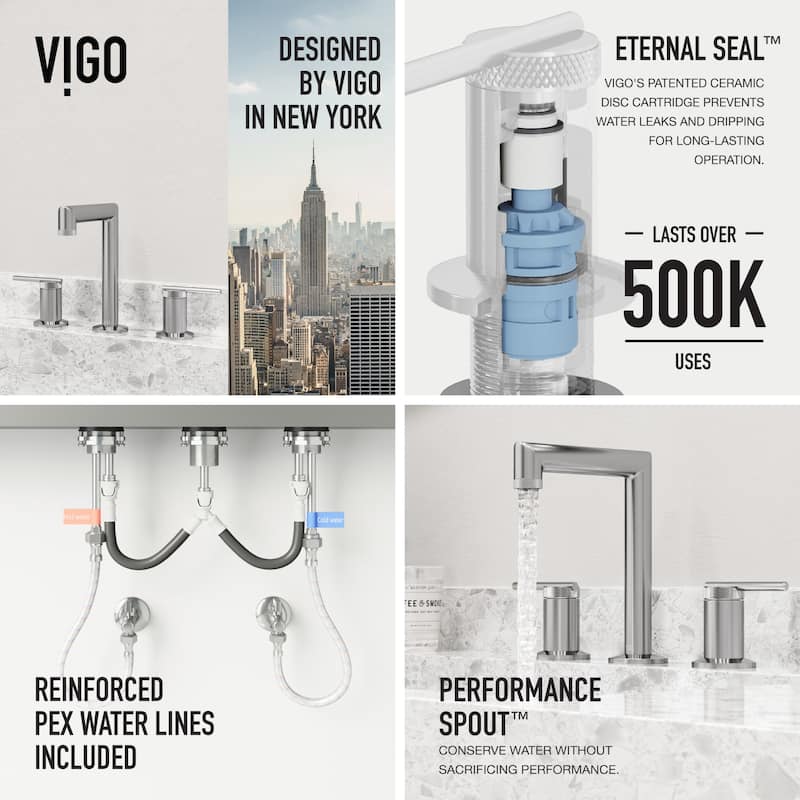 VIGO Sterling 7" H 2-Handle Widespread Bathroom Faucet