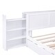 preview thumbnail 3 of 13, White Queen Size Storage Platform Bed with Pull Out Shelves and Twin Xl Trundle
