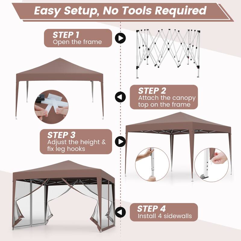 Gymax 10 FT x 10 FT Pop-Up Canopy Tent w/ Mesh Netting Carry Bag 8