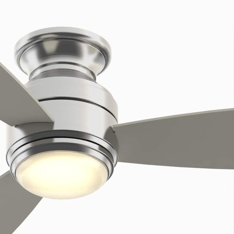 Fanimation Studio Collection Level 44 inch Brushed Nickel Ceiling Fan with LED Light and Wall Control