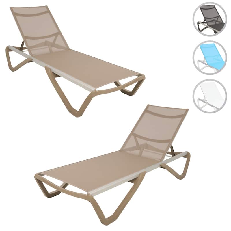 Furnish Theory Seabreeze Deck Patio Sunloungers Lounge Chairs Outdoor Chaise Lounges (Various Frame & Mesh Colors; Set of 2)