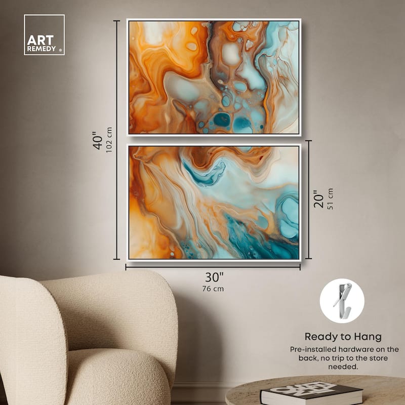 Marbled Flow Canvas Set of 2 by Art Remedy