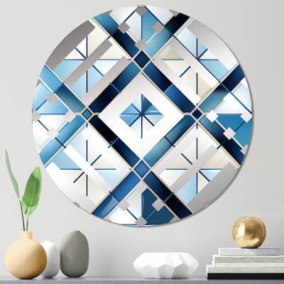 Designart "Coastal Cobalt Blue Mosaic" - Modern Geometric Diamond Decorative Mirror