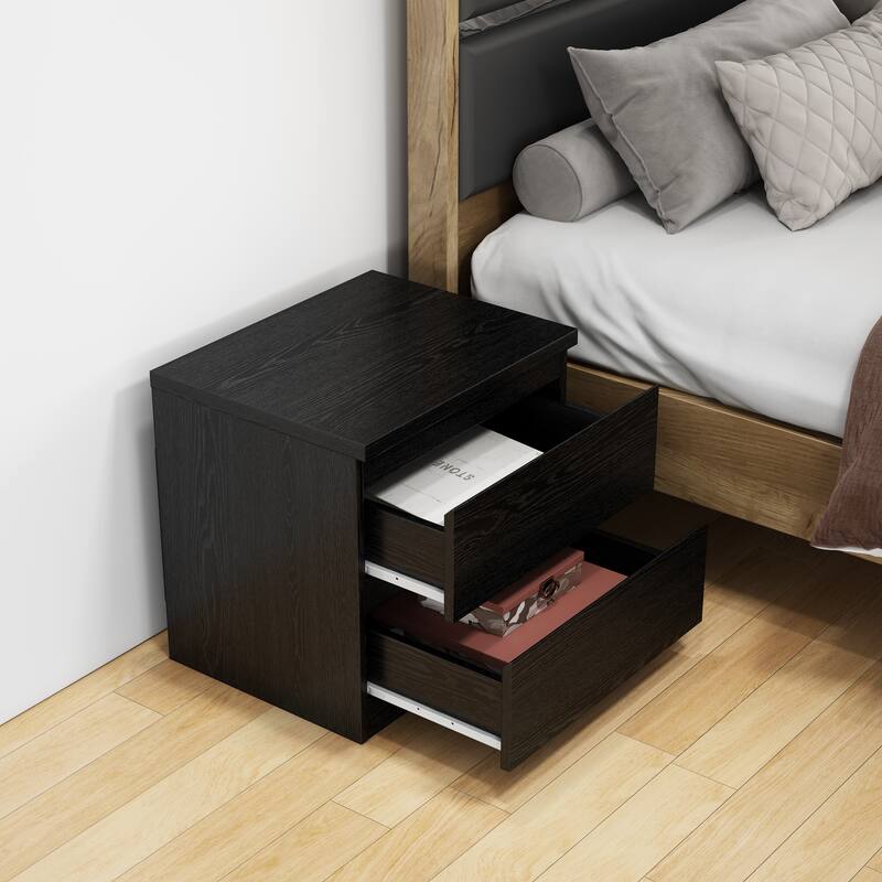 19.7"Nightstand with 2 Drawers, Beside Table with Drawers Handle Free Design,Thickened Top Plate, for Bedroom,Living Room