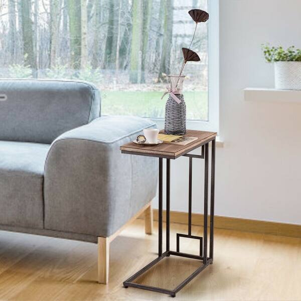 Shop Costway 26 Solid Wood Coffee Tray Side Sofa End Table