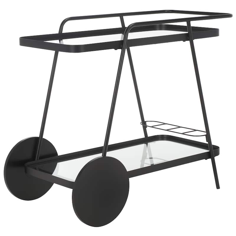 SAFAVIEH Home Zunia Glass Bar Cart with Wheels - 36Wx19Dx30H