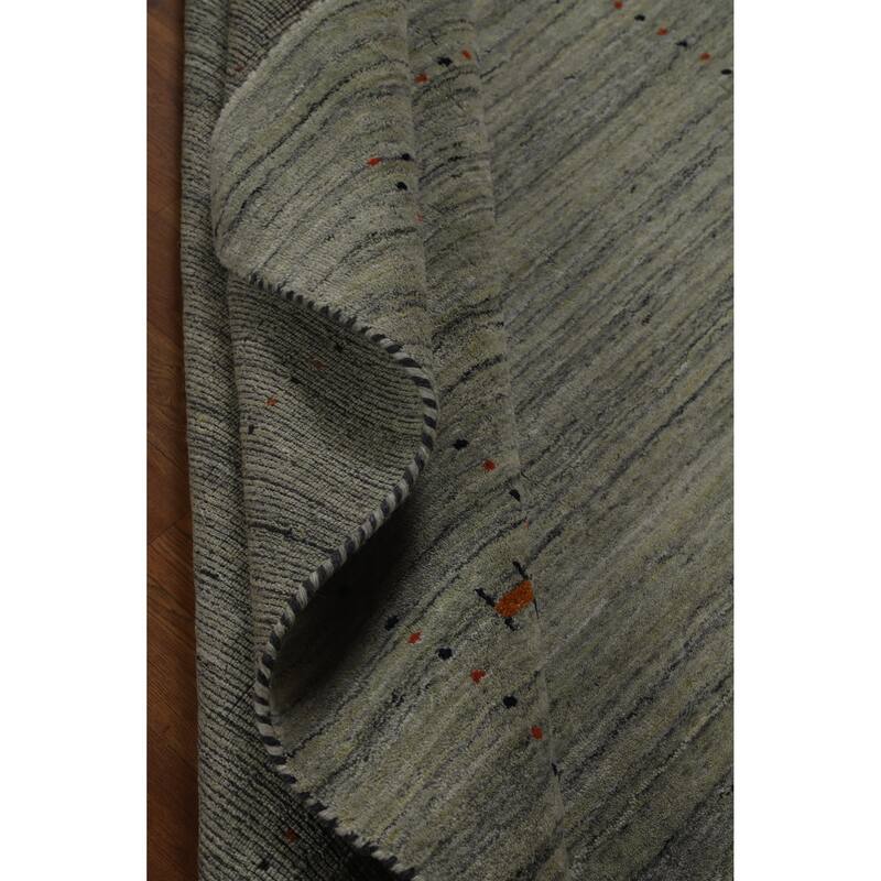 Hand Knotted Oriental 100% Wool Carpet Tribal Animal Pictorial Greys & Charcoal Gabbeh Area Rug - 8' 1'' X 5' 0''