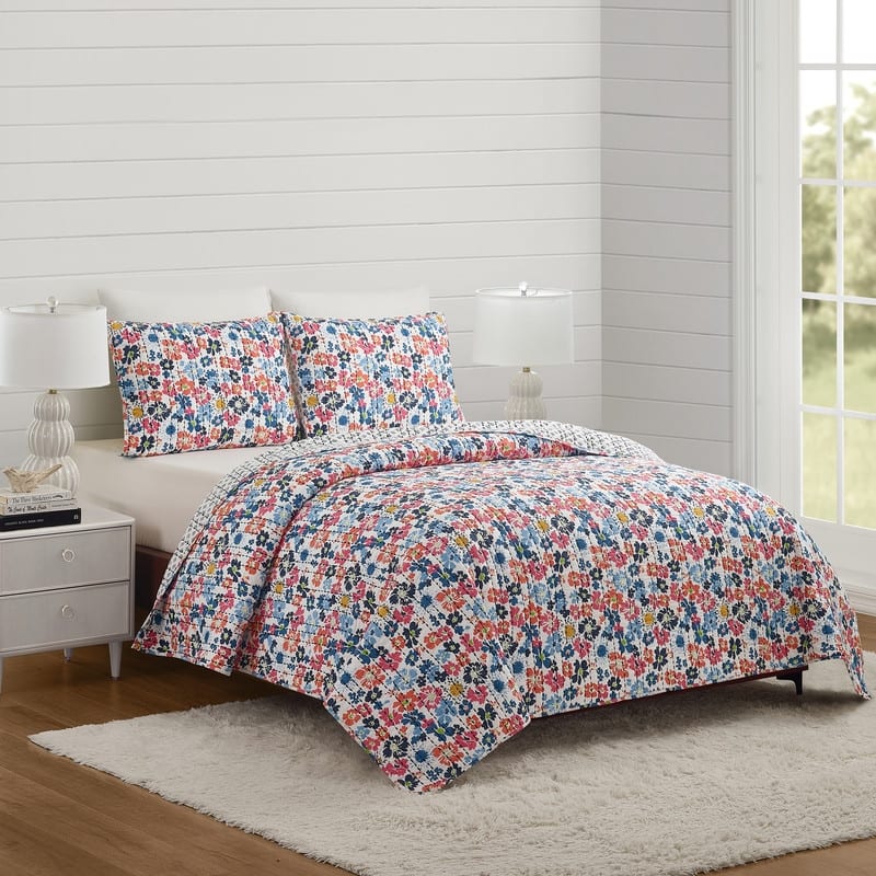 Blossom 100% Cotton Reversible Quilt Set