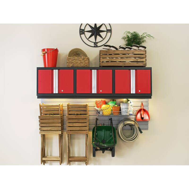 NewAge Products Bold Series 11-pc. Steel Garage Cabinet Set with 72" Integrated Display Shelf