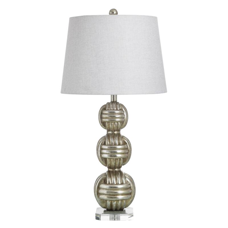 StyleCraft Poly Table Lamp - Marmaris Silver - White Shade - Marmaris Silver, Light Grey