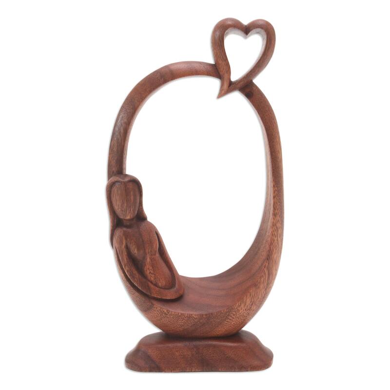 Novica Handmade Me Time Wood Statuette - Brown