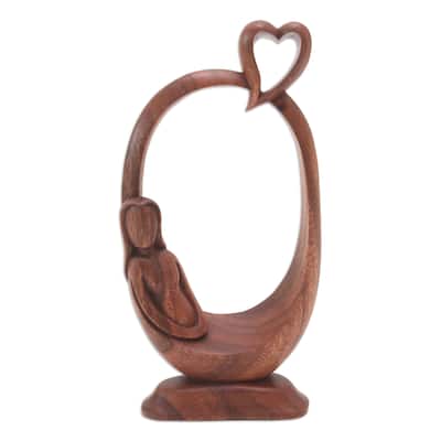 Novica Handmade Me Time Wood Statuette