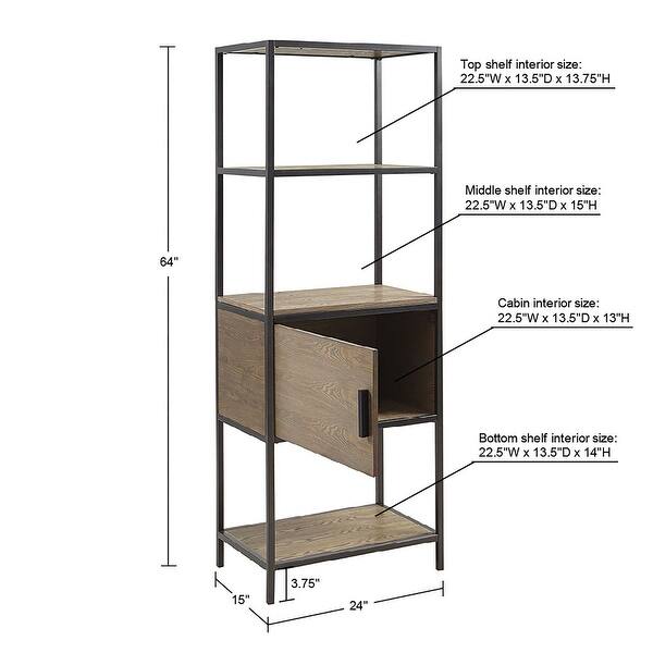 Madison Park Pagosa Grey 3-Shelf Bookcase with Storage Cabinet - Bed ...