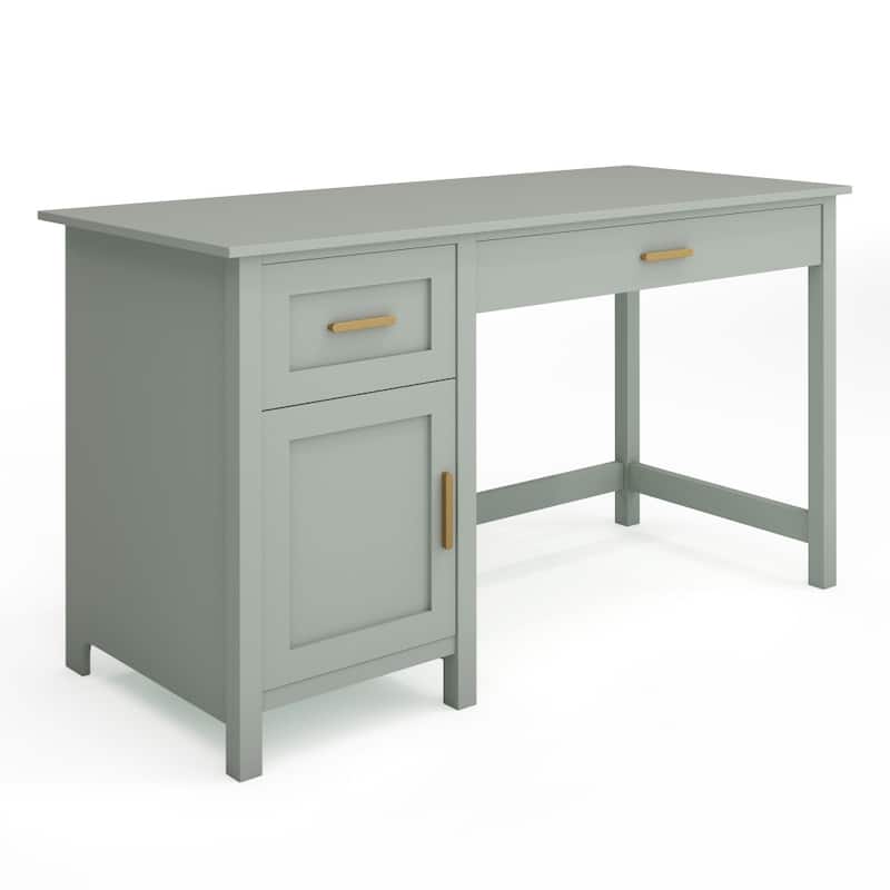 Martha Stewart Shaker Style Wood Home Office Desk with Storage Cabinet and 2 Drawers