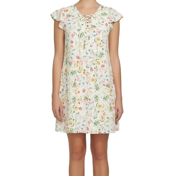 lace up ruffle dress